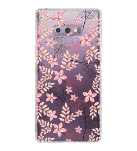 Samsung Galaxy Note 9  Kamera Korumalı Kapak Floral Kırmızı Tasarımlı  Şeffaf  Kılıf