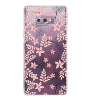 Samsung Galaxy Note 9  Kamera Korumalı Kapak Floral Kırmızı Tasarımlı  Şeffaf  Kılıf