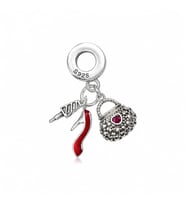 CM Jewelry Ayakkabı, Ruj ve Çanta Figürlü Çelik Charm