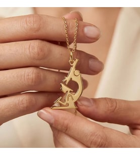 Kişiye Özel 925 Ayar Gümüş Mikroskop Model Kolye (Gold)