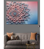 Pembe Örgü Mandala Deseni Dekoratif Kanvas - Mdf Ahşap Tablo