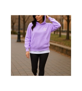 Unisex Good Days Baskılı Oversize Sweatshirt (Lila)