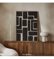 Geometrik Şekiller Siyah ve Bej Sanatı, Modern Oturma Odası Dekoru
