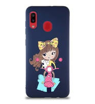 Samsung Galaxy A30 Soft Premier Kapak Vespagirl Tasarımlı Silikon Kılıf - Lacivert (Şeffaf)