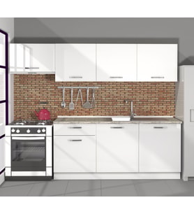 Decoraktiv Smart 240 MDF Hazır Mutfak Dolabı - Tezgah Dahil - Parlak Beyaz (Beyaz)