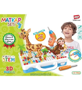 Birlik Oyuncak Eğitici Matkaplı Creative Puzzle 340 Parça 3D STEM