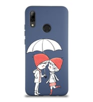 Huawei P Smart 2019 Uyumlu Lansman Kılıf Aşk Tasarımlı İçi Kadife Kapak-Petrol Mavisi (Şeffaf)