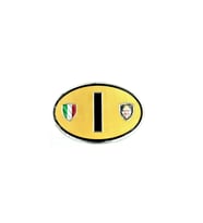 Etiketçilere Özel Armalar Oval IHarf (ITALY) İtalya Bayraklı Kahve Rengi Alüminyum Sticker Arma
