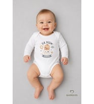 İlk Dişim Çıktı Baskılı Uzun Kol Bebek Body %100 Pamuk Unisex Diş Buğdayı Konsept Çıtçıtlı Zıbın