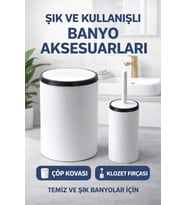 Hijyenik Kapaklı Çöp Kovası ve Klozet Fırçası Seti, Banyo İçin Uygun