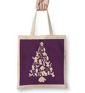 Lilo and Stitch Christmas Tree Silhouette Bez Çanta Uzun Saplı