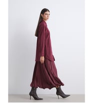 LCW Modest Bordo Beli Lastikli Şifon Pileli Etek
