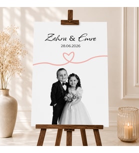 Kişiye Özel Karşılama Panosu 50x70 cm Düğün, Nişan, Söz, Kına Giriş Panosu Fotoğraflı Welcome Board