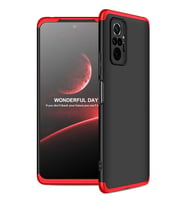 Xiaomi Redmi Note 10 Pro Kılıf 3 Parça Slim Sert Silikon Kapak AYS (Siyah-Kırmızı)
