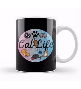 Cat Mom Af Cute & Funny Cat Life Adorable Circle of Kittens Kupa Bardak Porselen