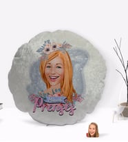 BK Gift Kişiye Özel Prenses Karikatürlü Yuvarlak Dekoratif Kırlent Yastık-2