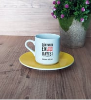 Dayıya Hediye Türk Kahvesi Fincanı Sarı Doğum Günü Babalar Günü Hediyesi