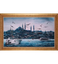 Çerçeveli Paspartulu Manzara Tablo ah1359 (Gold)