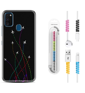 Samsung M21 M22 M23 M30 M31S M32 Kılıf Kablo Koruma Spiral Silikon Line Planet 1736