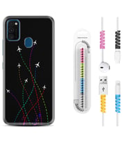 Samsung M21 M22 M23 M30 M31S M32 Kılıf Kablo Koruma Spiral Silikon Line Planet 1736