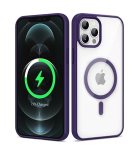 Uyumlu Model Apple iPhone 12 Pro Max Kılıf Sararmaz Magsafe Şeffaf Kapak Ege (Mor)