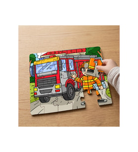 İtfaiye Arabası ve İtfaiyeci Tasarımlı 24 Parça Ahşap Çocuk Puzzle MPK0491