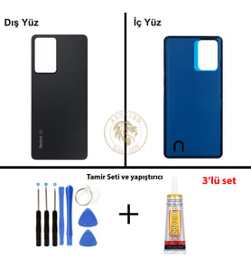 Xiaomi Redmi Note 12 Pro 5G Siyah Arka Pil Kapağı Batarya Kapağı + Yapıştırıcı ve Vida Seti