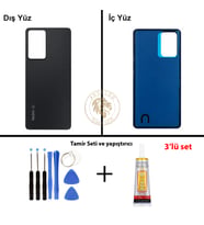 Xiaomi Redmi Note 12 Pro 5G Siyah Arka Pil Kapağı Batarya Kapağı + Yapıştırıcı ve Vida Seti