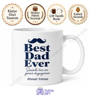 Best Dad Ever Yazılı İngilizce Kupa Bardak Babalar Günü Hediyesi Baskılı