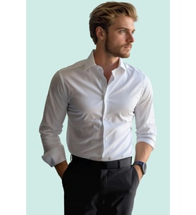 Erkek Gömlek Kolay Ütü Slim Fit Yaka Casual Dokuma Kumaş İş Ve Günlük Yaz Aylarının Vazgeçilmezi (Beyaz)