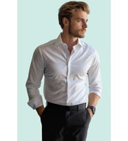 Erkek Gömlek Kolay Ütü Slim Fit Yaka Casual Dokuma Kumaş İş Ve Günlük Yaz Aylarının Vazgeçilmezi (Beyaz)