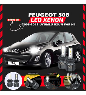 Peugeot 308 2008-2012 Uzun Far Uyumlu Şimşek Etkili Led Xenon Premium Series H1