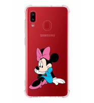 Samsung Galaxy A20  Köşe Korumalı Antişok Kapak Minnie Mouse Tasarımlı Şeffaf  Kılıf