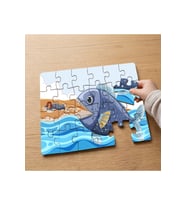 Mavi Sevimli Balık Tasarımlı 24 Parça Ahşap Çocuk Puzzle MPK0789