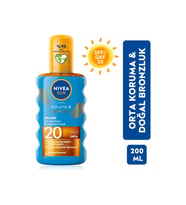 NİVEA Sun Spf 20 Koruma Bronzluk Güneş Yağı Spreyi 200ml Orta Güneş Koruması Ve Doğal Bronzlaştırıcı