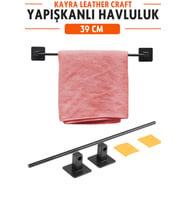 Yapışkanlı Metal Siyah Havluluk 39 cm Duvara Monte