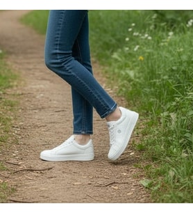 Crosberg 308 Beyaz Cilt Düz Taban Spor Ayakkabı