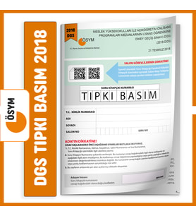 DGS 2018 ÖSYM Çıkmış Soru Tıpkı Basım Türkiye Geneli Dijital Çözümlü Deneme Sına (Beyaz)