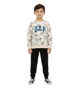 Erkek Çocuk Önü Baskılı Sweatshirt Ve Eşofman Alt Takım BGL-ST05251 (Lacivert)