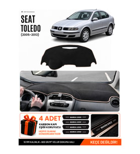 SEAT TOLEDO (2005-2013) Uyumlu Torpido Örtüsü Torpido Kılıfı - Siyah Bej