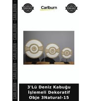 Özel Üretim 3'Lü Deniz Kabuğu İşlemeli Dekoratif Obje 3Natural-15