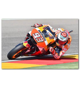 Cakatablo Honda Repsol Turuncu Motorsiklet Sola Virajda Yatıyor MDF Tablo