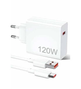 120W Şarj Aleti Hızlı Çift Turbo Şarj Aleti Seti Beyaz