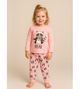 Kız Çocuk Pamuklu Hayvan Baskılı Pijama Takımı