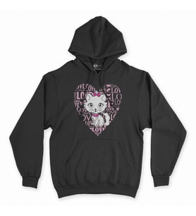 Tatlı Kedicik Siyah Kapşonlu Sweatshirt Hoddie