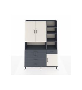 Hyperion Dolap 8 Raflı 5 Çekmeceli 3 Kapaklı 132x44x195 Antrasit-Aytaşı/Antrasit
