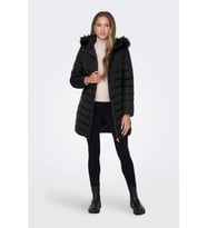 ONLY ONLELLAN QUILT HOOD FUR COAT LIFE CC OTW (Siyah)