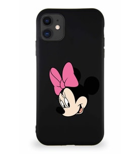 Apple iPhone 11 Soft Premier Kapak Minnie Mouse-B Tasarımlı Silikon Kılıf - Siyah (Şeffaf)