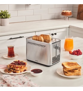 Karaca Color Touch 950W Renkli Dijital Ekranlı Inox Ekmek Kızartma Makinesi