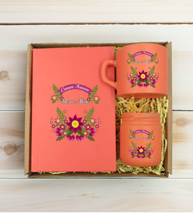 BK Gift Kişiye Özel İsimli DTF Anne Temalı Somon Defter & Kahve Fincanı & Mum Hediye Seti-6, Anneye Hediye, Anneler Günü Hediyesi